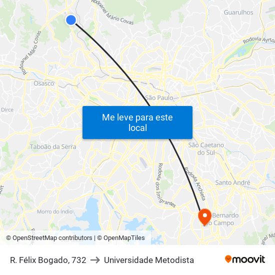 R. Félix Bogado, 732 to Universidade Metodista map