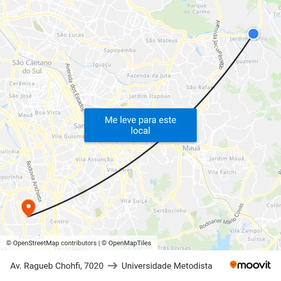 Av. Ragueb Chohfi, 7020 to Universidade Metodista map