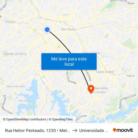 Rua Heitor Penteado, 1230 • Metrô Vila Madalena to Universidade Metodista map
