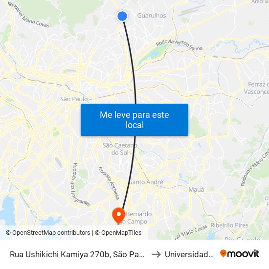 Rua Ushikichi Kamiya 270b, São Paulo - São Paulo, 02282, Brasil to Universidade Metodista map