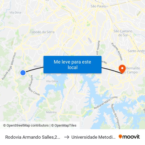 Rodovia Armando Salles,2491 to Universidade Metodista map