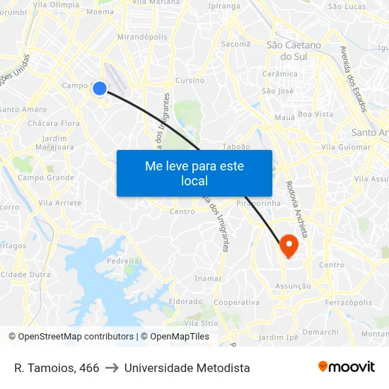 R. Tamoios, 466 to Universidade Metodista map