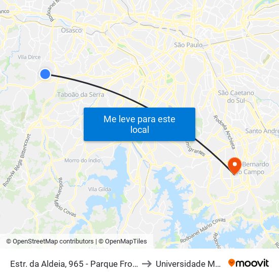 Estr. da Aldeia, 965 - Parque Frondoso, Cotia to Universidade Metodista map