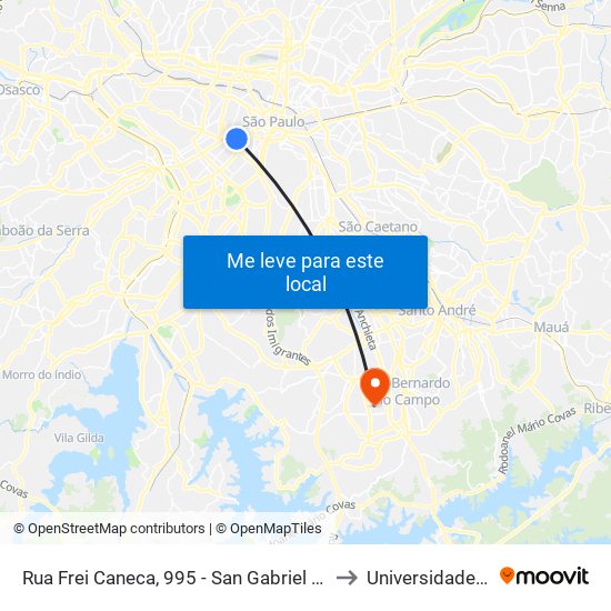 Rua Frei Caneca, 995 - San Gabriel - Consolação, São Paulo to Universidade Metodista map