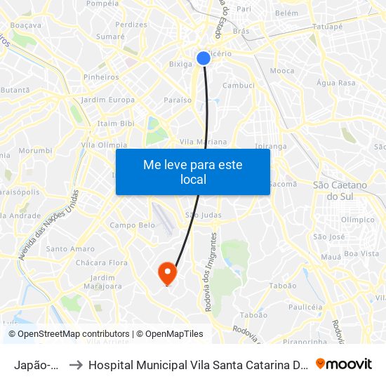 Japão-Liberdade to Hospital Municipal Vila Santa Catarina Dr. Gilson de C. Marques de Carvalho map