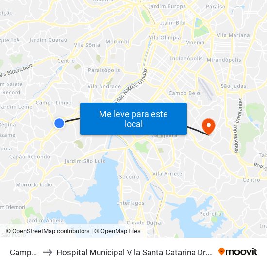 Campo Limpo to Hospital Municipal Vila Santa Catarina Dr. Gilson de C. Marques de Carvalho map