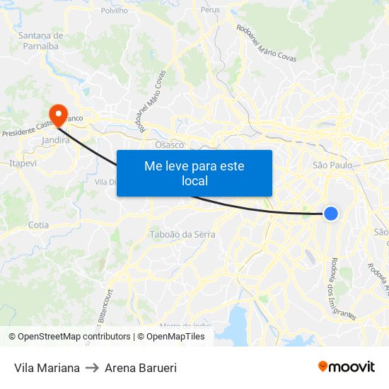 Vila Mariana to Arena Barueri map