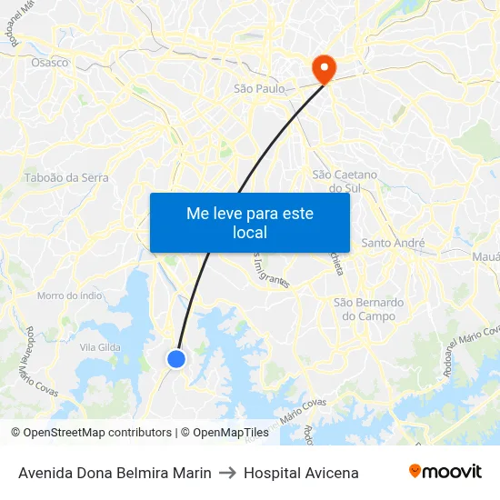 Avenida Dona Belmira Marin to Hospital Avicena map