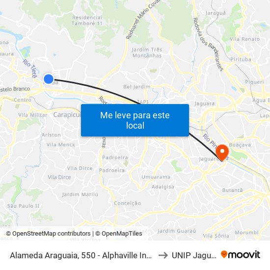 Alameda Araguaia, 550 - Alphaville Industrial to UNIP Jaguaré map
