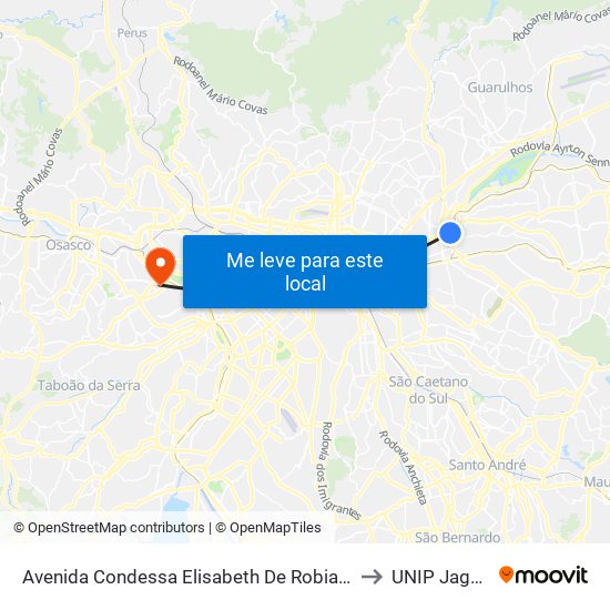 Avenida Condessa Elisabeth De Robiano 4810 to UNIP Jaguaré map