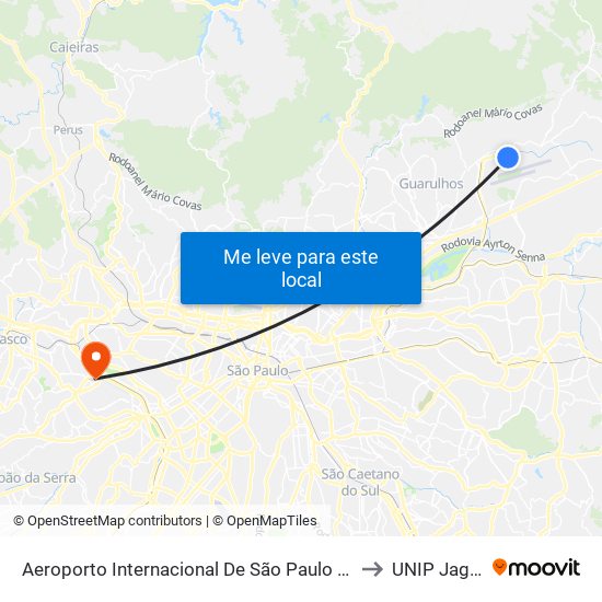 Aeroporto Internacional De São Paulo • Terminal 3 to UNIP Jaguaré map