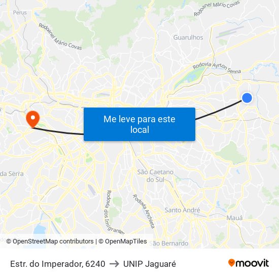 Estr. do Imperador, 6240 to UNIP Jaguaré map