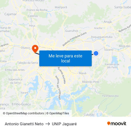 Antonio Gianetti Neto to UNIP Jaguaré map