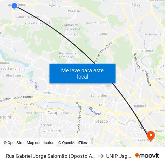 Rua Gabriel Jorge Salomão (Oposto Ao Nº 37) to UNIP Jaguaré map