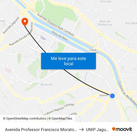 Avenida Professor Francisco Morato C/B to UNIP Jaguaré map