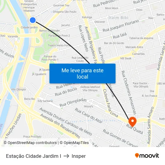 Estação Cidade Jardim I to Insper map