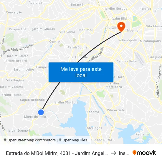 Estrada do M'Boi Mirim, 4031 - Jardim Angela São Paulo to Insper map