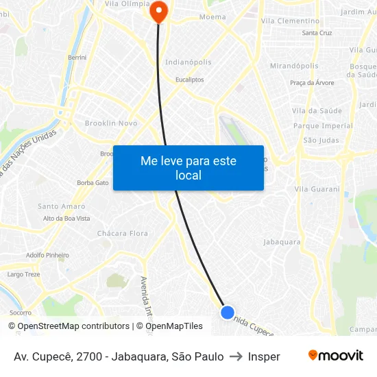 Av. Cupecê, 2700 - Jabaquara, São Paulo to Insper map