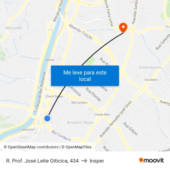 R. Prof. José Leite Oiticica, 434 to Insper map