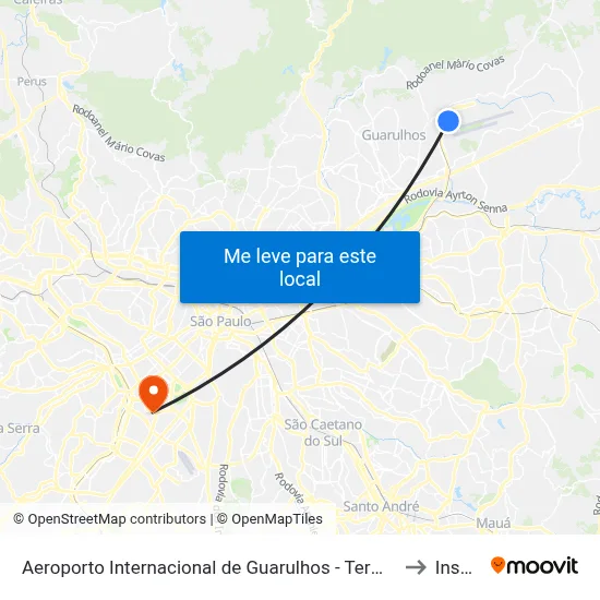 Aeroporto Internacional de Guarulhos - Terminal 1 to Insper map