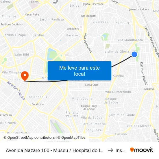 Avenida Nazaré 100 - Museu / Hospital do Ipiranga to Insper map