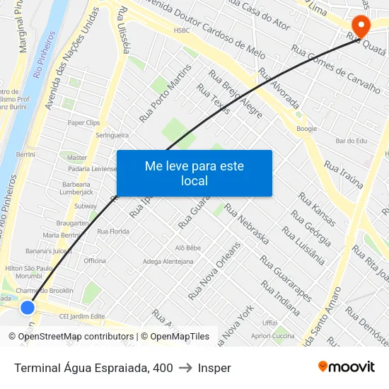 Terminal Água Espraiada, 400 to Insper map