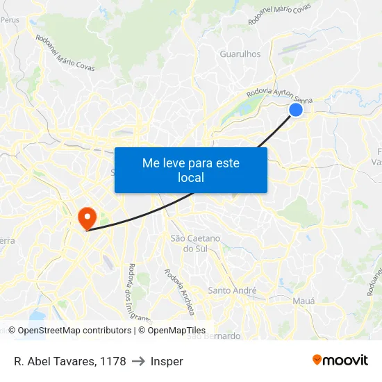 R. Abel Tavares, 1178 to Insper map