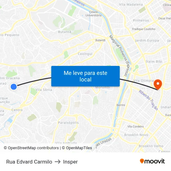 Rua Edvard Carmilo to Insper map