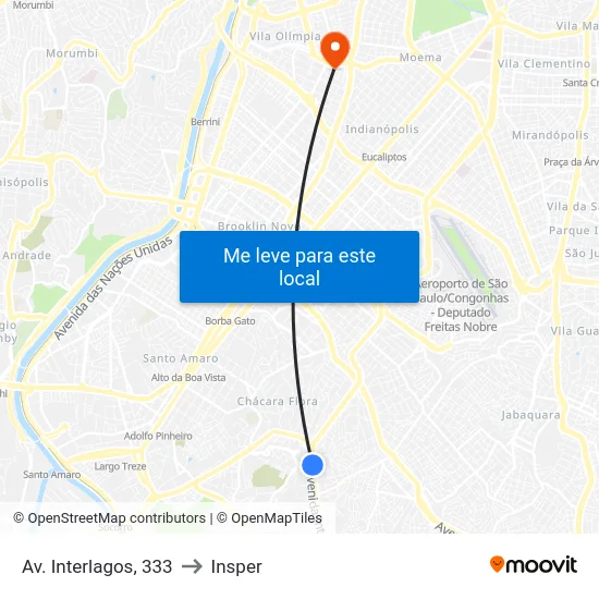 Av. Interlagos, 333 to Insper map