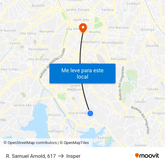 R. Samuel Arnold, 617 to Insper map