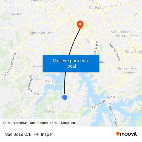 São José C/B to Insper map