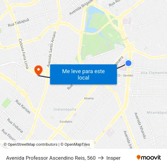 Avenida Professor Ascendino Reis, 560 to Insper map