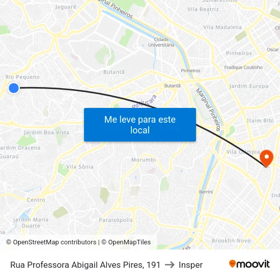 Rua Professora Abigail Alves Pires, 191 to Insper map