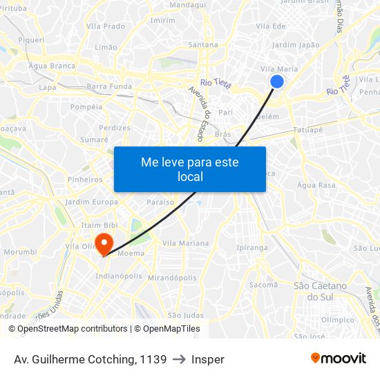 Av. Guilherme Cotching, 1139 to Insper map