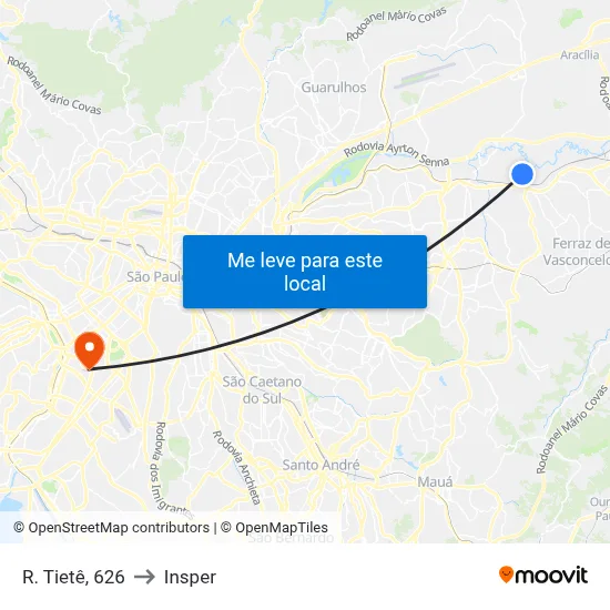 R. Tietê, 626 to Insper map