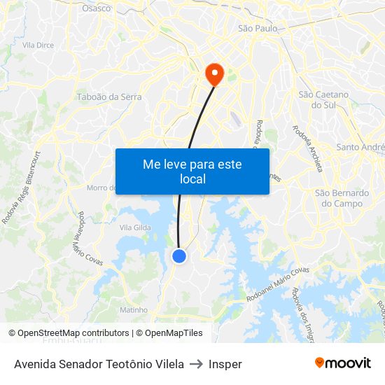 Avenida Senador Teotônio Vilela to Insper map