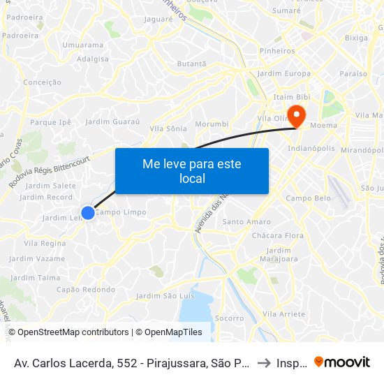 Av. Carlos Lacerda, 552 - Pirajussara, São Paulo to Insper map