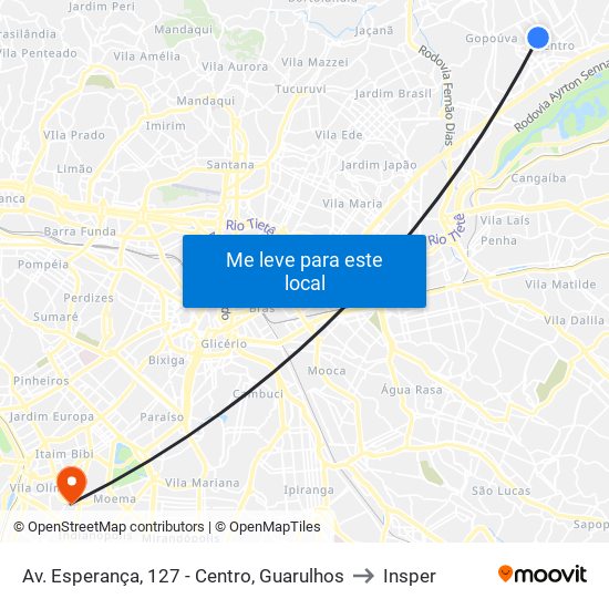 Av. Esperança, 127 - Centro, Guarulhos to Insper map