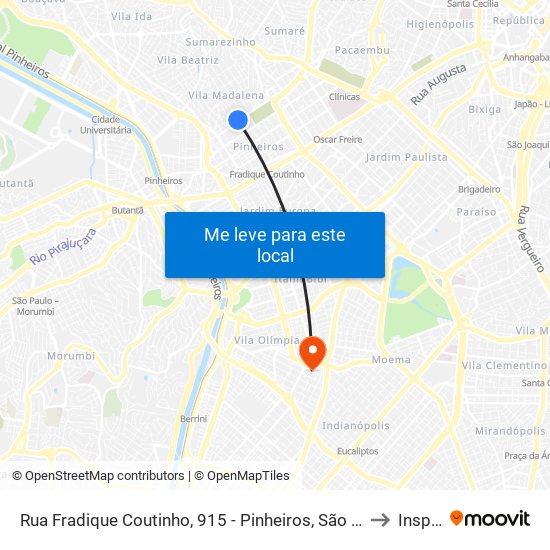 Rua Fradique Coutinho, 915 - Pinheiros, São Paulo to Insper map