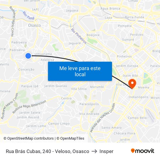 Rua Brás Cubas, 240 - Veloso, Osasco to Insper map