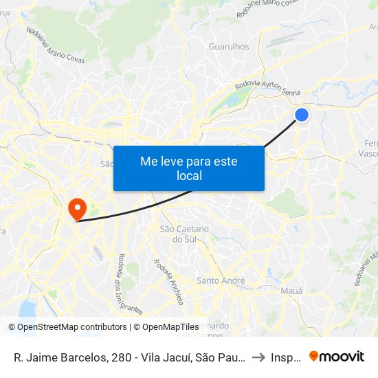 R. Jaime Barcelos, 280 - Vila Jacuí, São Paulo to Insper map