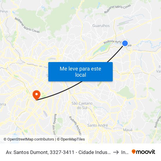 Av. Santos Dumont, 3327-3411 - Cidade Industrial Satélite de São Paulo, Guarulhos to Insper map