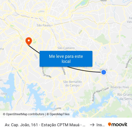 Av. Cap. João, 161 - Estação CPTM Mauá - Matriz, Mauá to Insper map