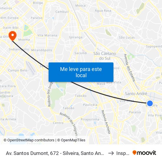 Av. Santos Dumont, 672 - Silveira, Santo André to Insper map