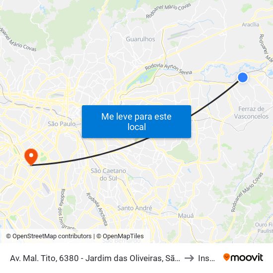 Av. Mal. Tito, 6380 - Jardim das Oliveiras, São Paulo to Insper map