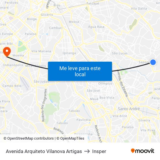 Avenida Arquiteto Vilanova Artigas to Insper map
