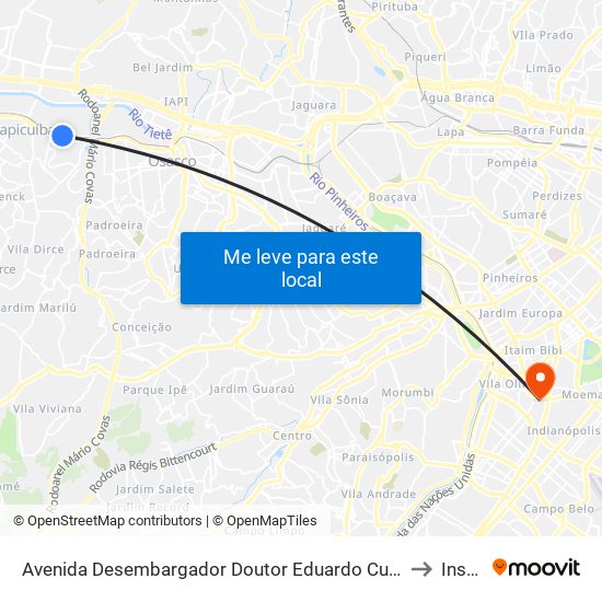 Avenida Desembargador Doutor Eduardo Cunha de Abreu to Insper map