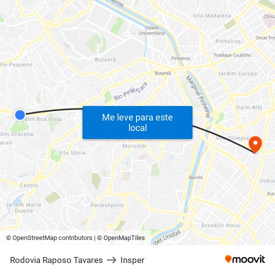 Rodovia Raposo Tavares to Insper map