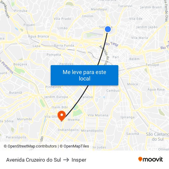 Avenida Cruzeiro do Sul to Insper map