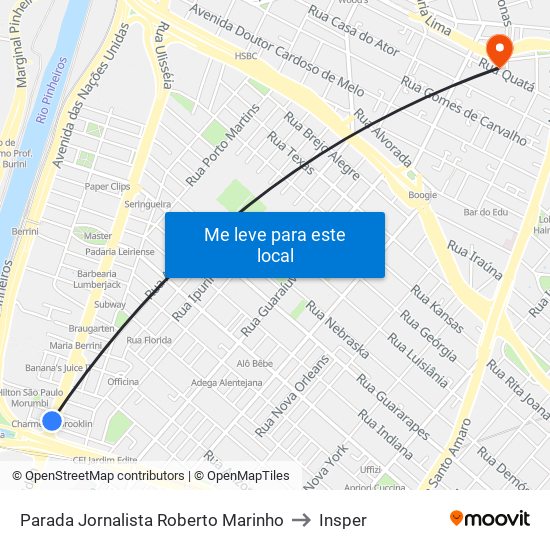 Parada Jornalista Roberto Marinho to Insper map